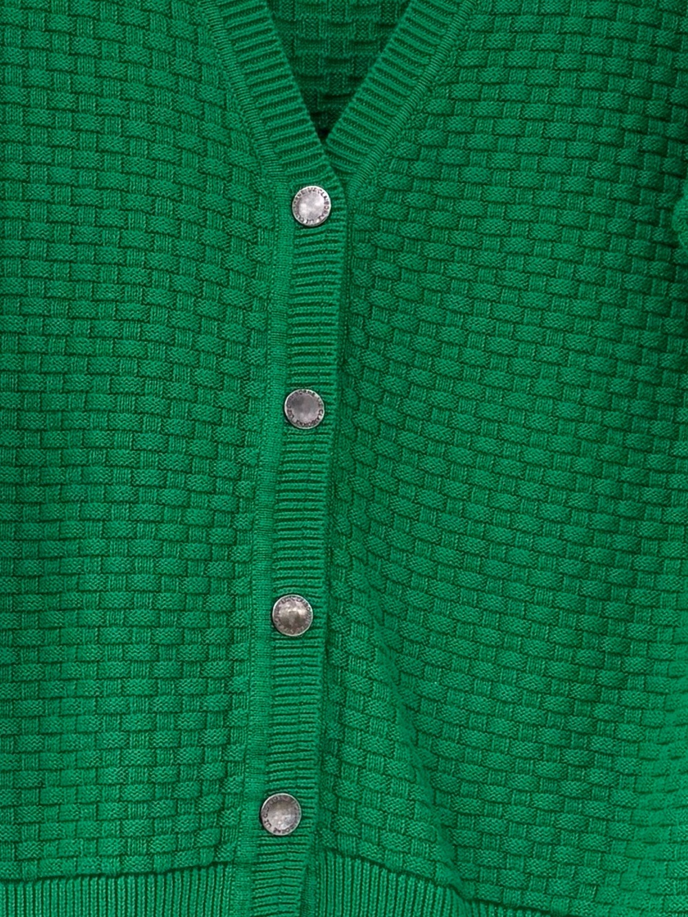 Liz Claiborne Green Button-Front Textured V-Neck Cardigan - Picture 3 of 6